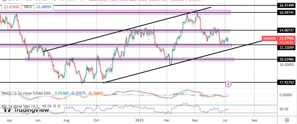 silver on watch with bearish sentiment signal