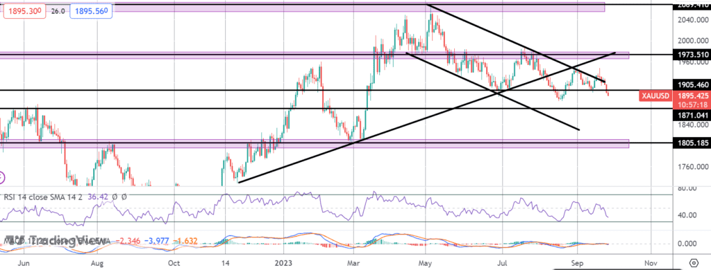 gold prices fall as dollar rally picks up