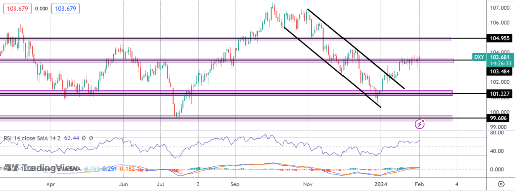 usd rises as fed says no rush to cut rates